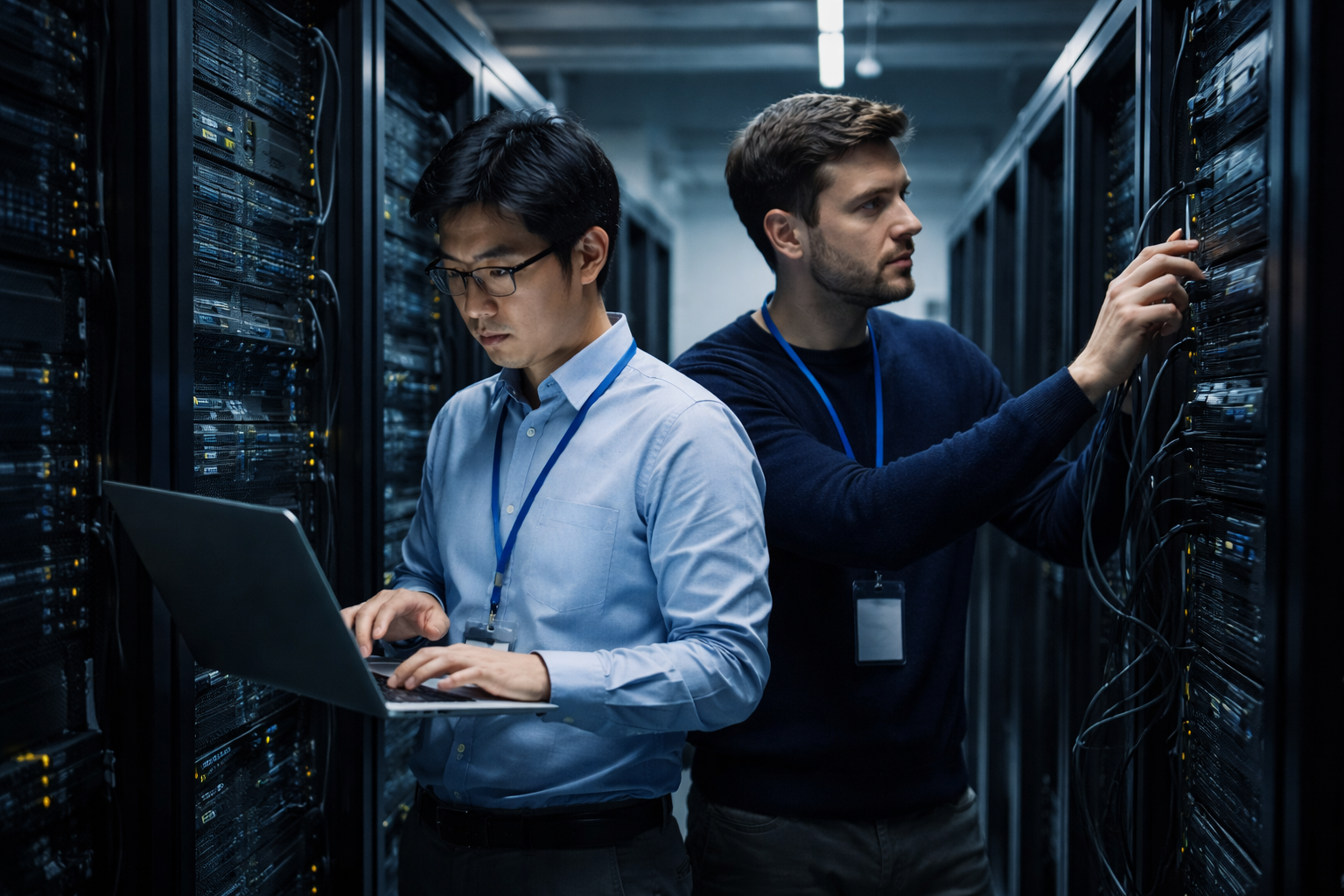 クラウド移行作業の現場（サーバールームでの検証・確認作業）